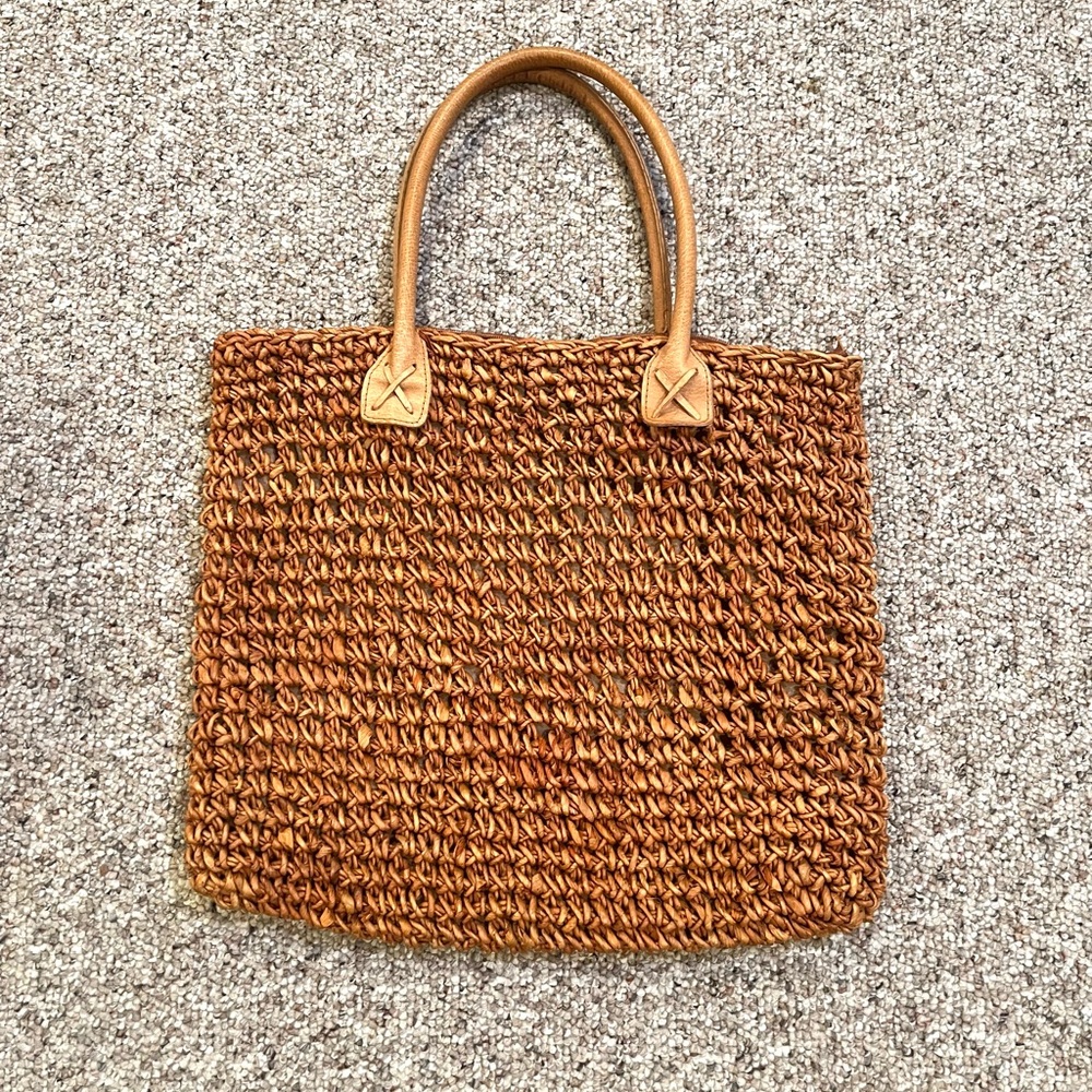 Brown Woven Tote Bag